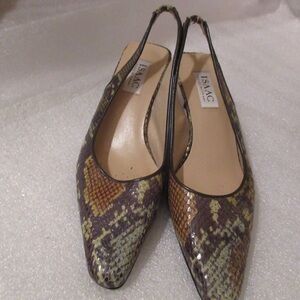 Isaac Mizrahi Multicolor Snakeskin Slingback Heels